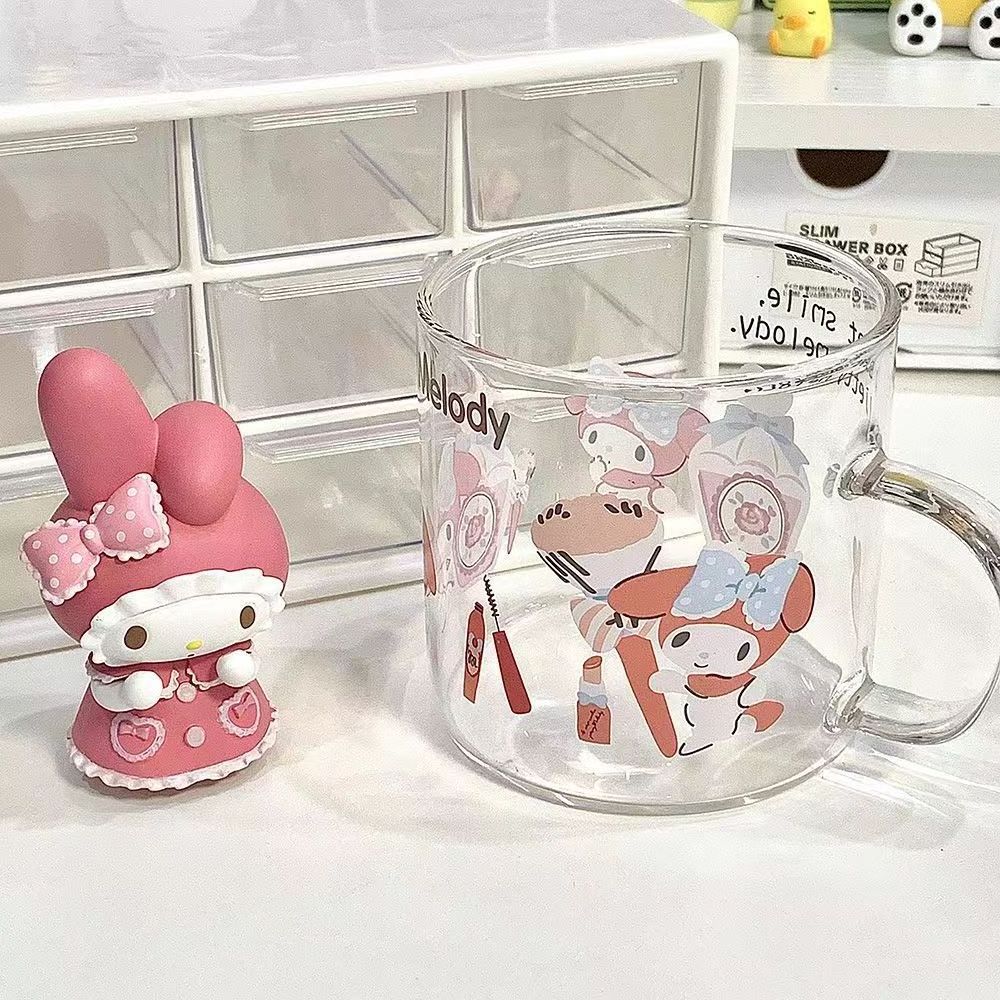 Kawaii Cartoon Kuromi  Kuromi glass Cup High quality water cup Cartoon Anime My Melody Coffee  Milk Tea Cup