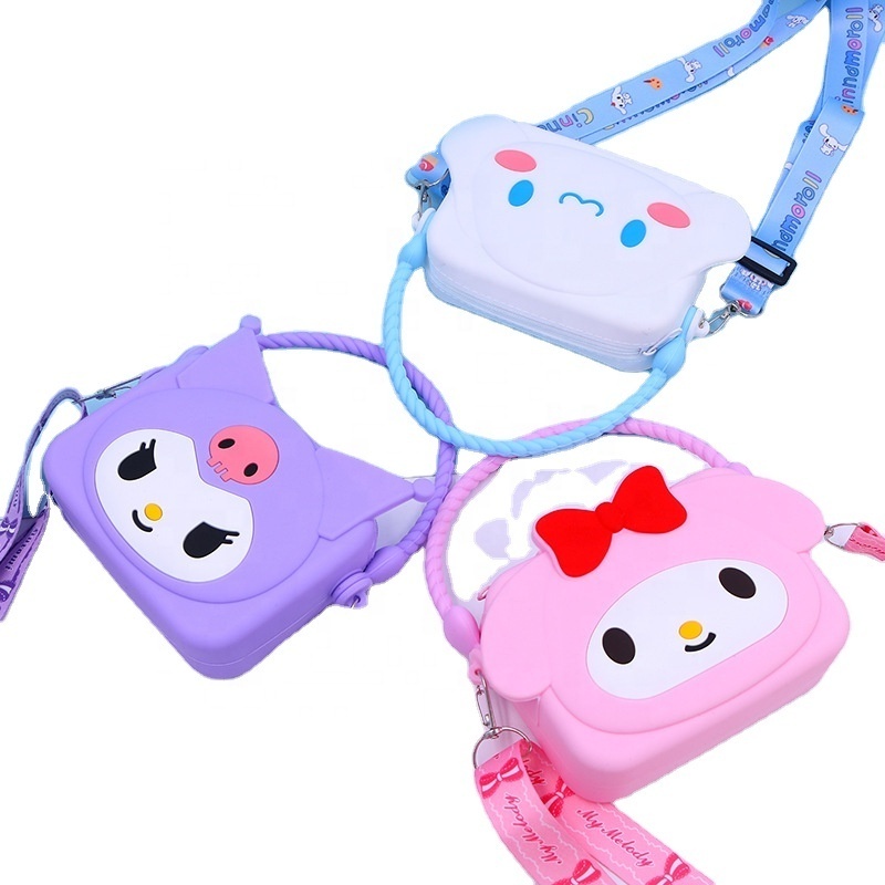 QY wholesale sales promotion cartoon Kuromi My Melody tote bag shoulder cross-body bag cute kids coin silicone bag