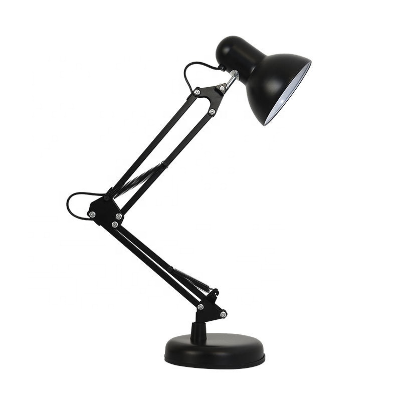 QY Swing Arm Table Lamparas Classic Incandescent Bulb Table Lamp Plastic Base Classic Table Lamp