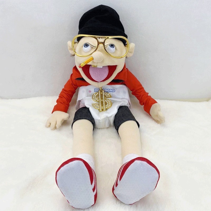 wholesale Funny Human Jeff Feebee Plush Toy Hand Puppet Open Mouth Boy Feebee  Plush Jeff Hand Puppet