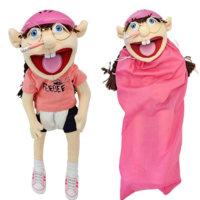 wholesale Funny Human Jeff Feebee Plush Toy Hand Puppet Open Mouth Boy Feebee  Plush Jeff Hand Puppet