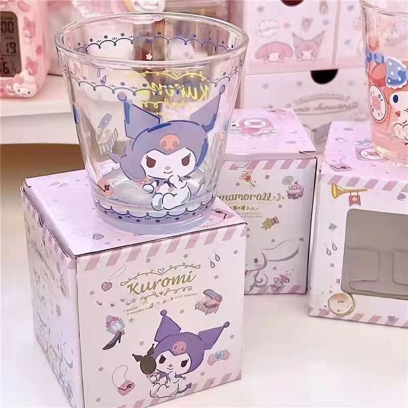 Kawaii Cartoon Kuromi  Kuromi glass Cup High quality water cup Cartoon Anime My Melody Coffee  Milk Tea Cup