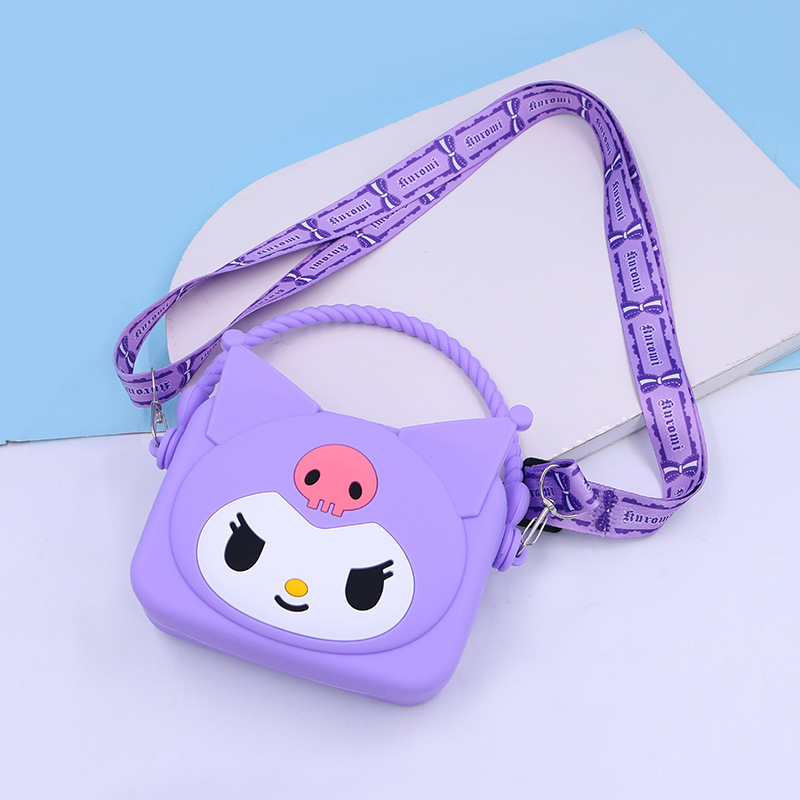 QY wholesale sales promotion cartoon Kuromi My Melody tote bag shoulder cross-body bag cute kids coin silicone bag