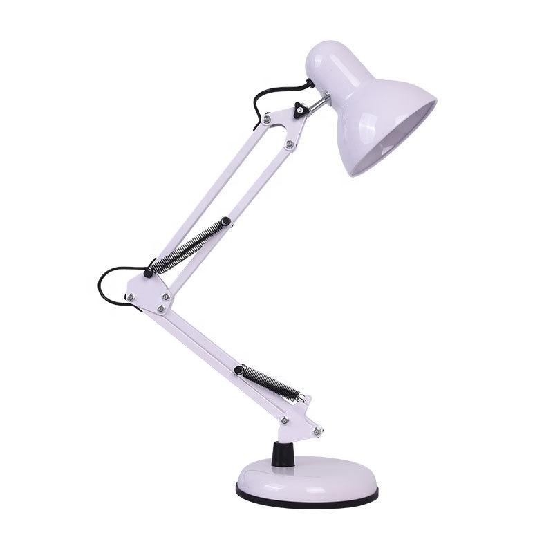 QY Swing Arm Table Lamparas Classic Incandescent Bulb Table Lamp Plastic Base Classic Table Lamp