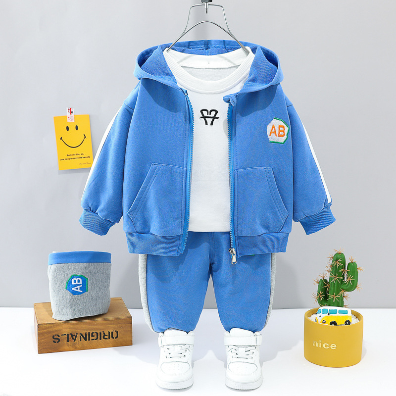 Baby boy clothes autumn and winter pure cotton casual cute sport 2 piece baby boy suit