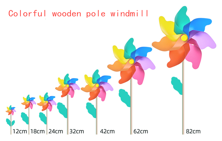 QY customization Plastic Rainbow Windmill Party Pinwheels DIY Pinwheel for Kids Toy Garden Party Lawn Decor, Assorted Color