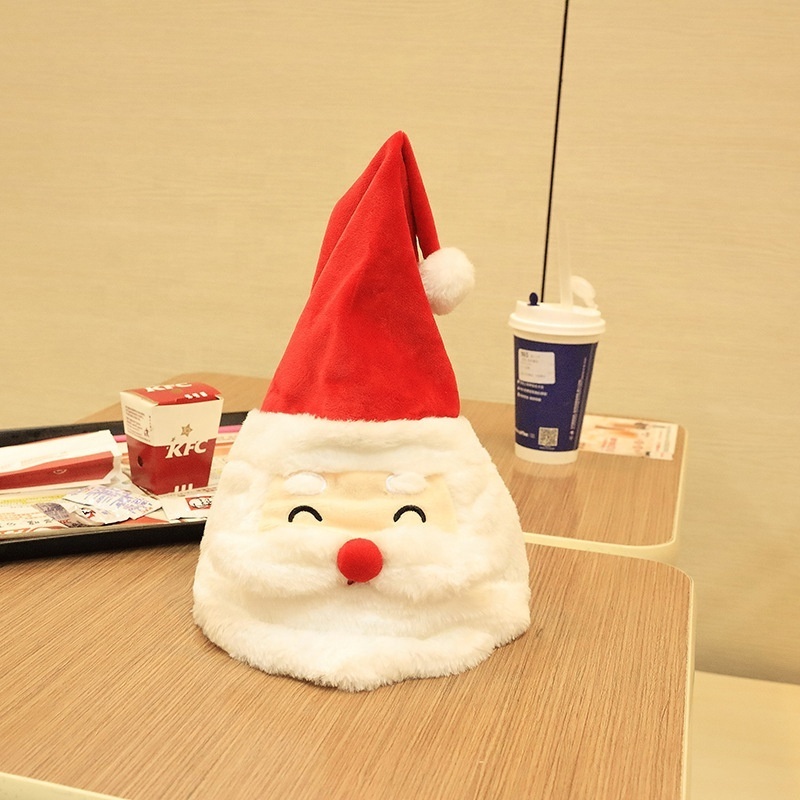 QY 2022 Electric Christmas Hat Velvet Music hat Party Decoration Christmas Gift Music Swing Santa Claus Hat