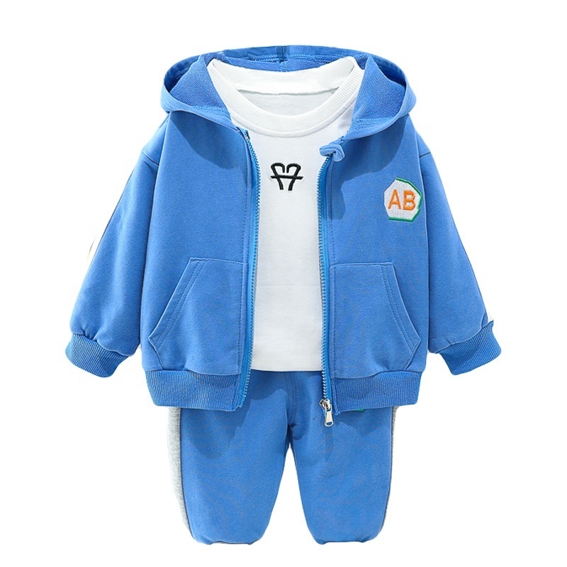 Baby boy clothes autumn and winter pure cotton casual cute sport 2 piece baby boy suit