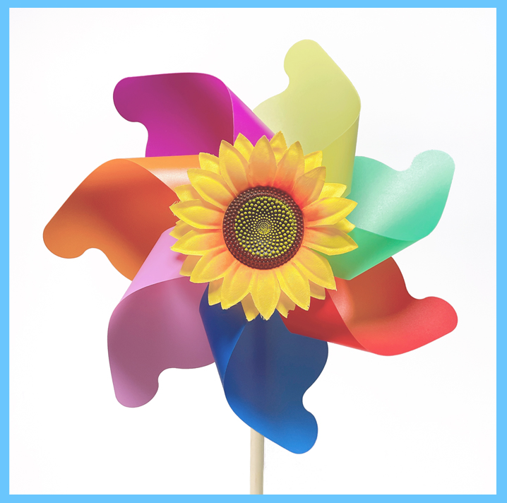 QY customization Plastic Rainbow Windmill Party Pinwheels DIY Pinwheel for Kids Toy Garden Party Lawn Decor, Assorted Color