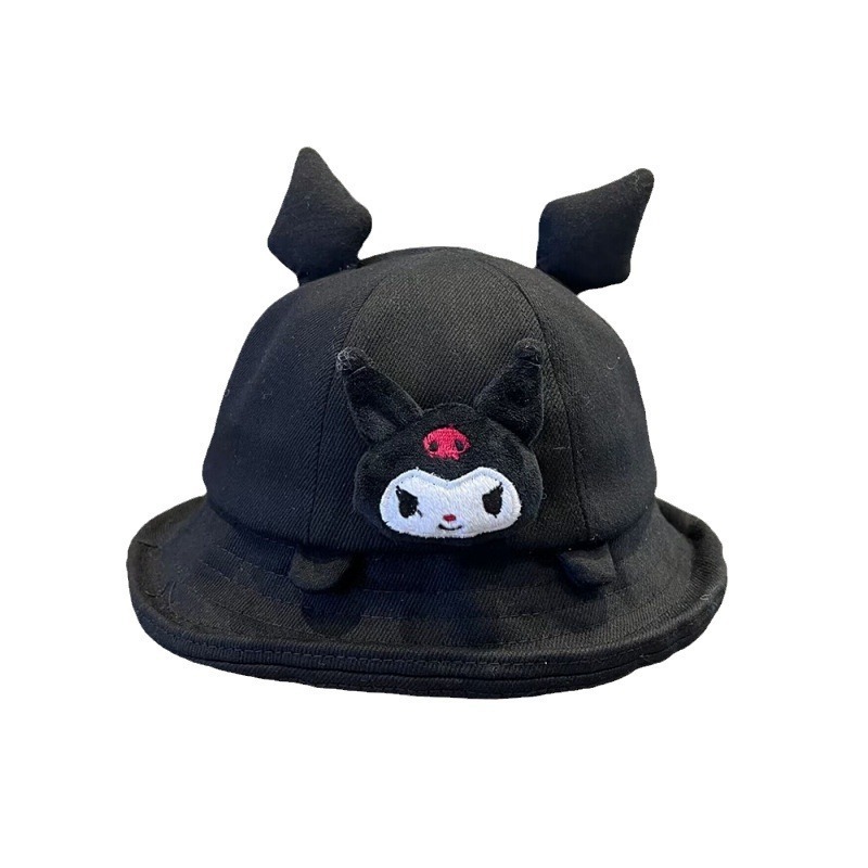 Newstar Cartoon cute Kuromi bucket hat sweet melody sun hat Children's cartoon cute Kuromi basin hat Sunhats for boys and girls