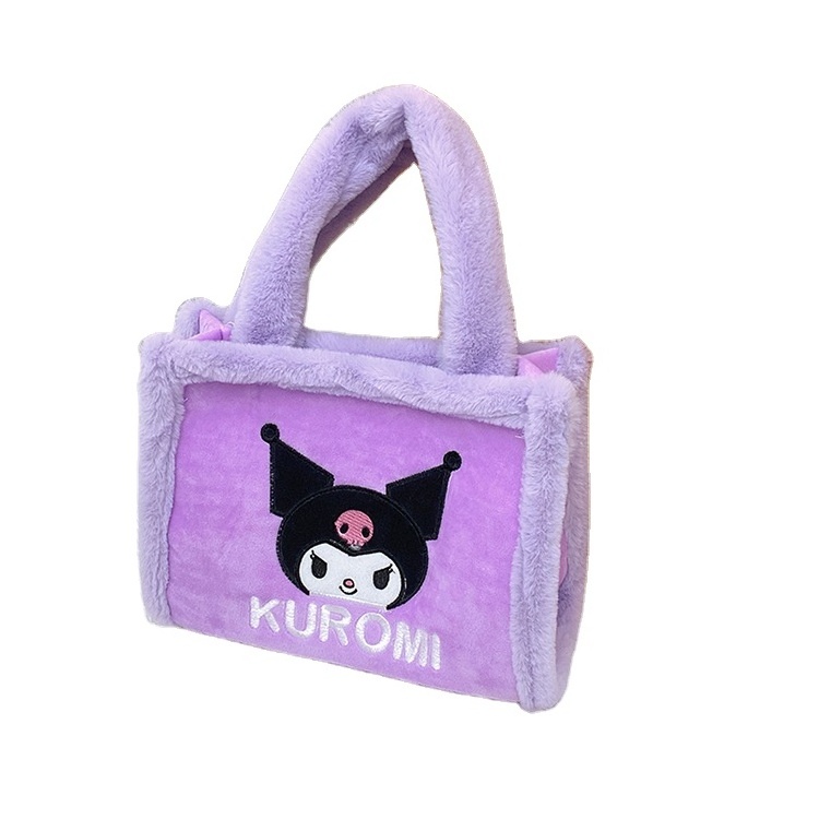 QY Kawaii Kuromi Plush Bag My Melodies Cinnamoroll Pochacco Handbag Wholesale Cute Kitties Stuffed Backpack