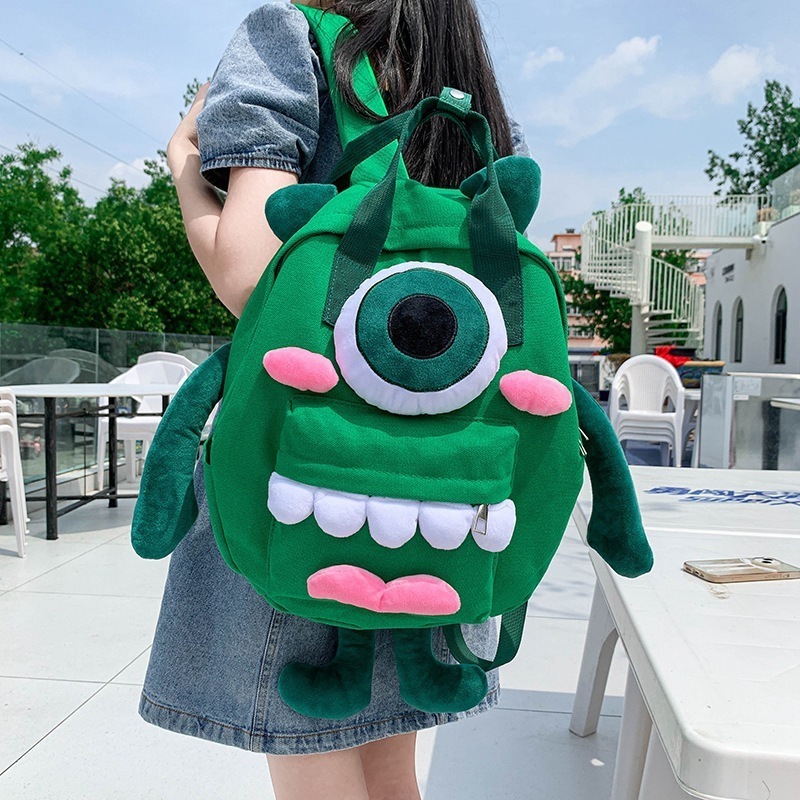 QY OEM Wholesale Cute cartoon backpack New style monster girl backpack Travel large capacity canvas bag