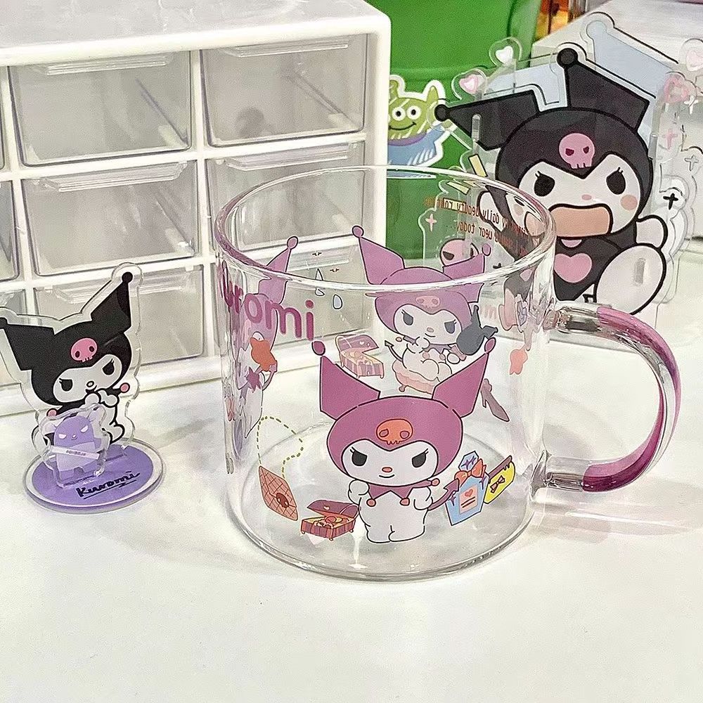 Kawaii Cartoon Kuromi  Kuromi glass Cup High quality water cup Cartoon Anime My Melody Coffee  Milk Tea Cup