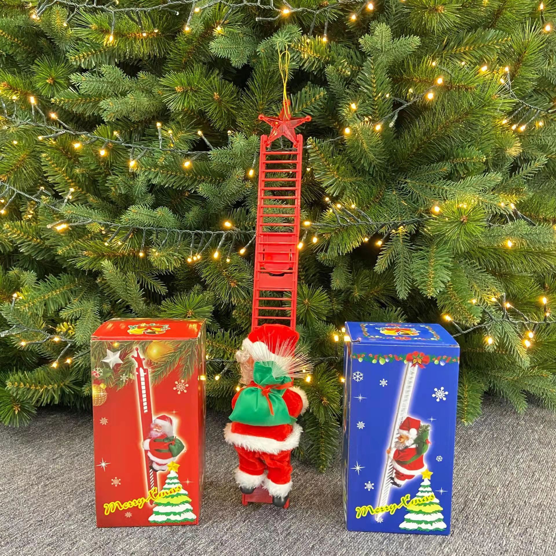 Christmas decorations LED Lamp Ladder Santa Claus Doll Outdoor Ornament for Christmas Tree Party Door Wall Decoration