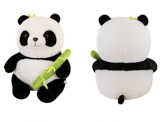 QY Wholesale Creative Artificial Bamboo Tube Flower Panda Plush Pillow Doll Holding Bamboo stuffed Panda Plush Toy