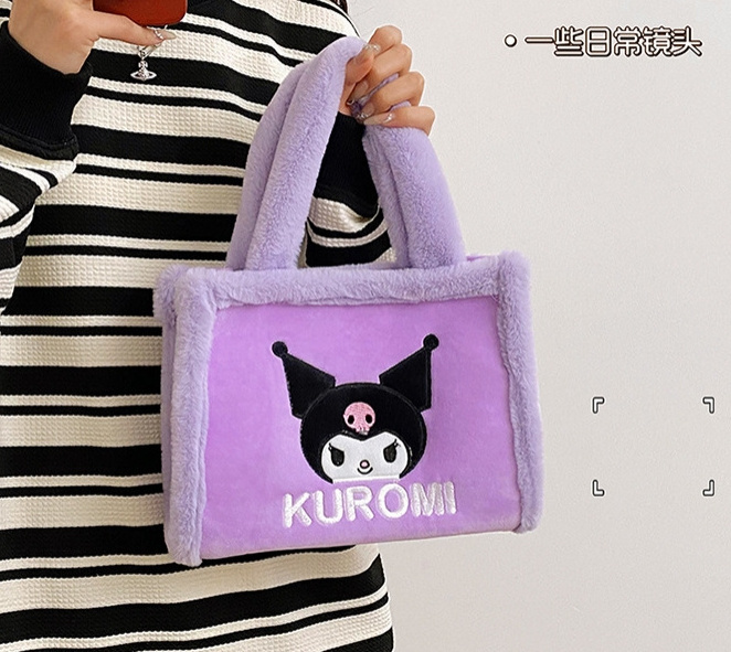 QY Kawaii Kuromi Plush Bag My Melodies Cinnamoroll Pochacco Handbag Wholesale Cute Kitties Stuffed Backpack