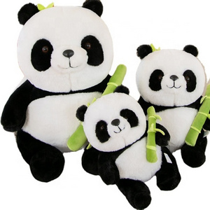 QY Wholesale Creative Artificial Bamboo Tube Flower Panda Plush Pillow Doll Holding Bamboo stuffed Panda Plush Toy