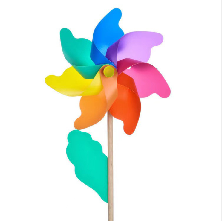 QY customization Plastic Rainbow Windmill Party Pinwheels DIY Pinwheel for Kids Toy Garden Party Lawn Decor, Assorted Color