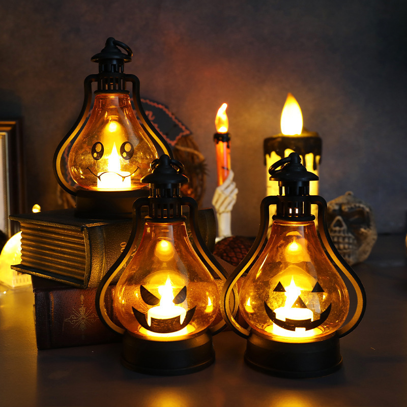 NS876 Halloween decoration props Jack-o '-lantern candle lamp Ghost Festival portable lantern bar Halloween desktop LED light