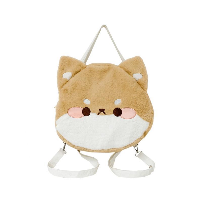 QY OEM New cute corgi multi-purpose plush big bag cartoon soft cute puppy doll backpack gift doll shoulder bag