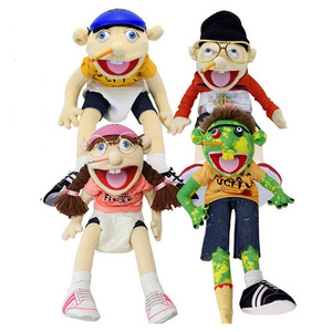 Hot Selling Cartoon funny Open Mouth Boy Jeff  Girl Feebee Hand Puppet Children Gift Jeffy Puppet plush toy