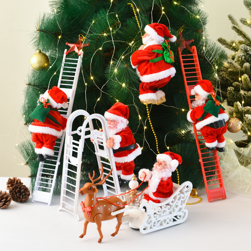 Christmas decorations LED Lamp Ladder Santa Claus Doll Outdoor Ornament for Christmas Tree Party Door Wall Decoration