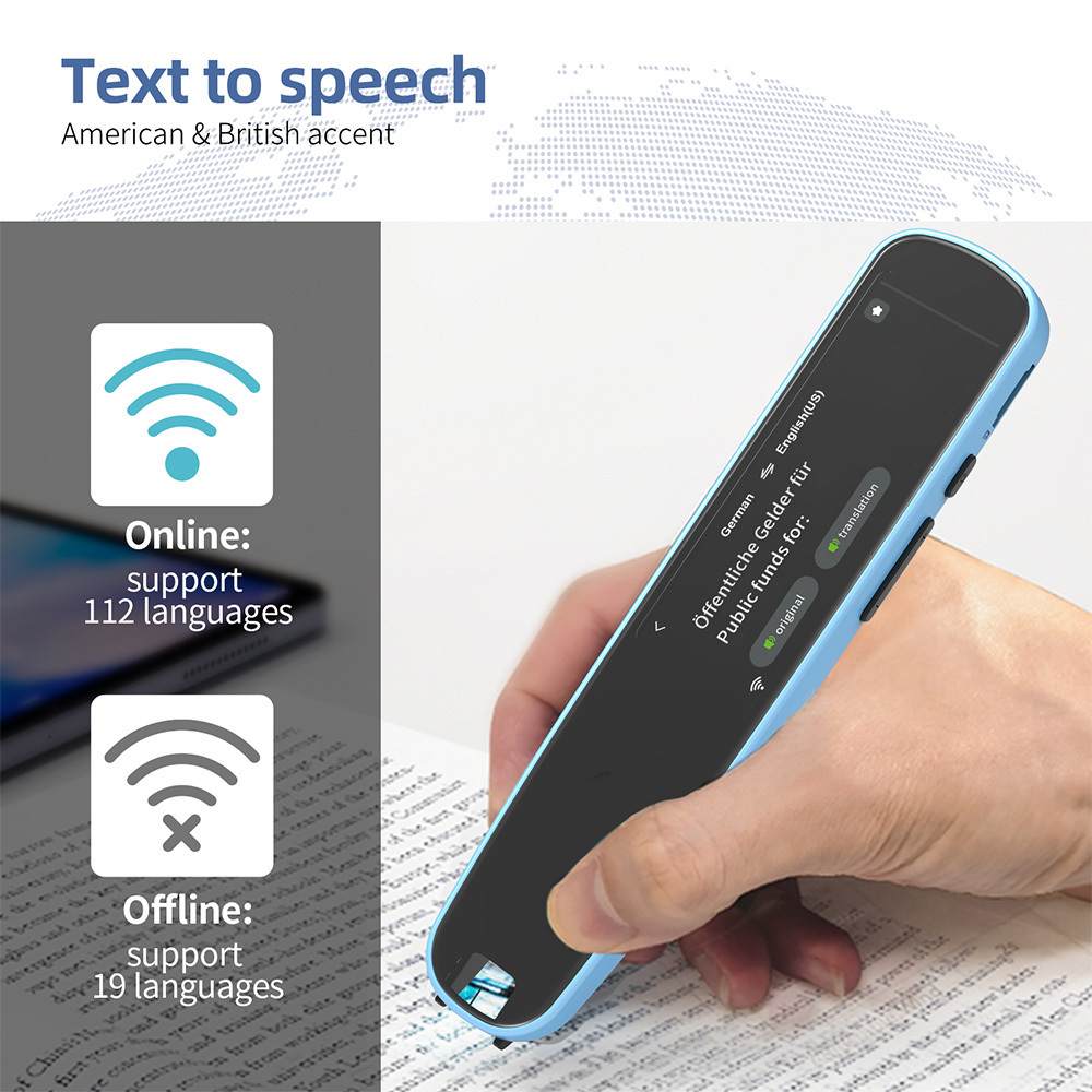 NEWYES Dyslexia Read Pen Smart Instant Voice Translator Two-Way Real Time 112 Languages Translation