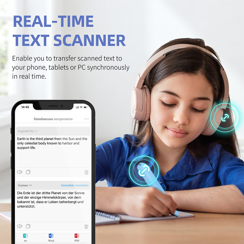 NEWYES Dyslexia Read Pen Smart Instant Voice Translator Two-Way Real Time 112 Languages Translation