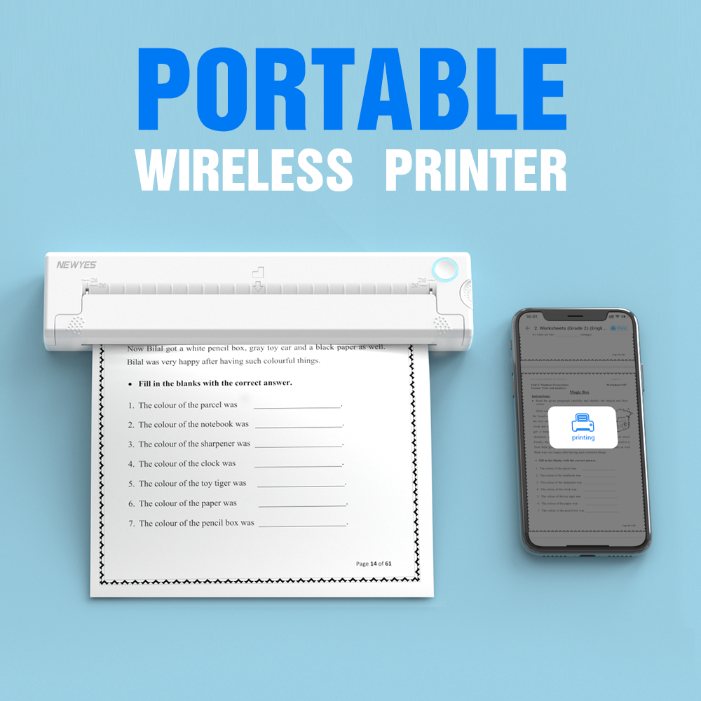 NEWYES Business Wireless Inkless Document Printer Mini A4 Portable Thermal Printer