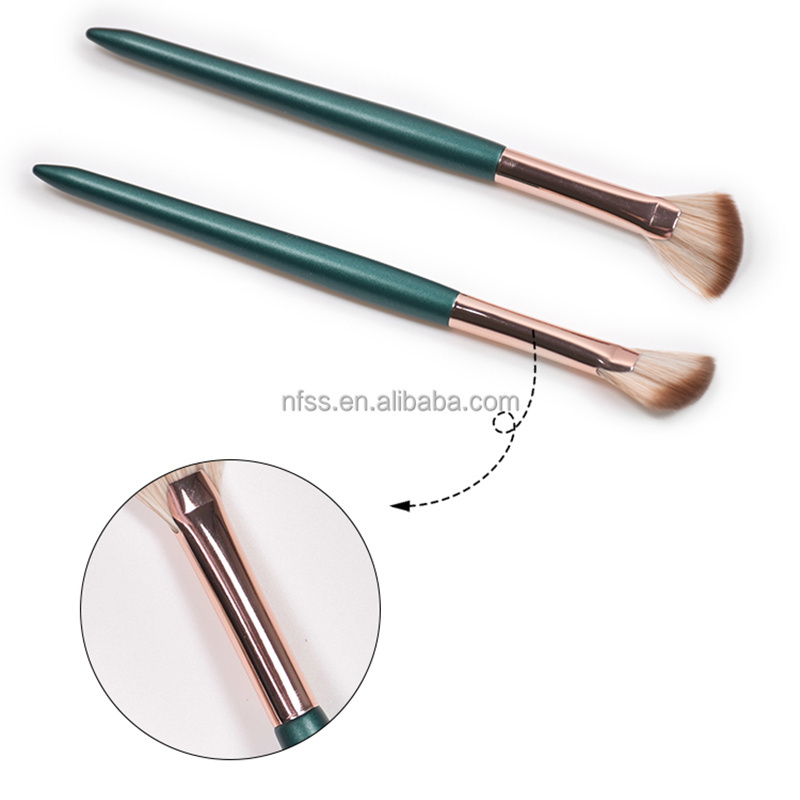 Applicator Complexion Seint Art Contour Blusher Make Up Brush Shader Cosmetic Wood 2Pcs Blue Premium Angled Fan Makeup Brushes