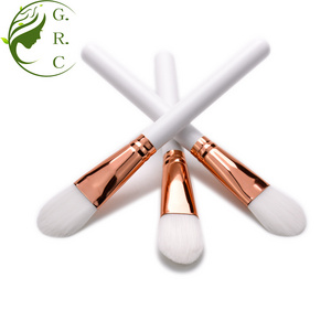 Single Wooden Synthetic Private Label Rose Gold Liquid Make- Up Custom Logo Cosmetic Mask Makeup Kabuki Foundation Brush