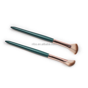 Applicator Complexion Seint Art Contour Blusher Make Up Brush Shader Cosmetic Wood 2Pcs Blue Premium Angled Fan Makeup Brushes