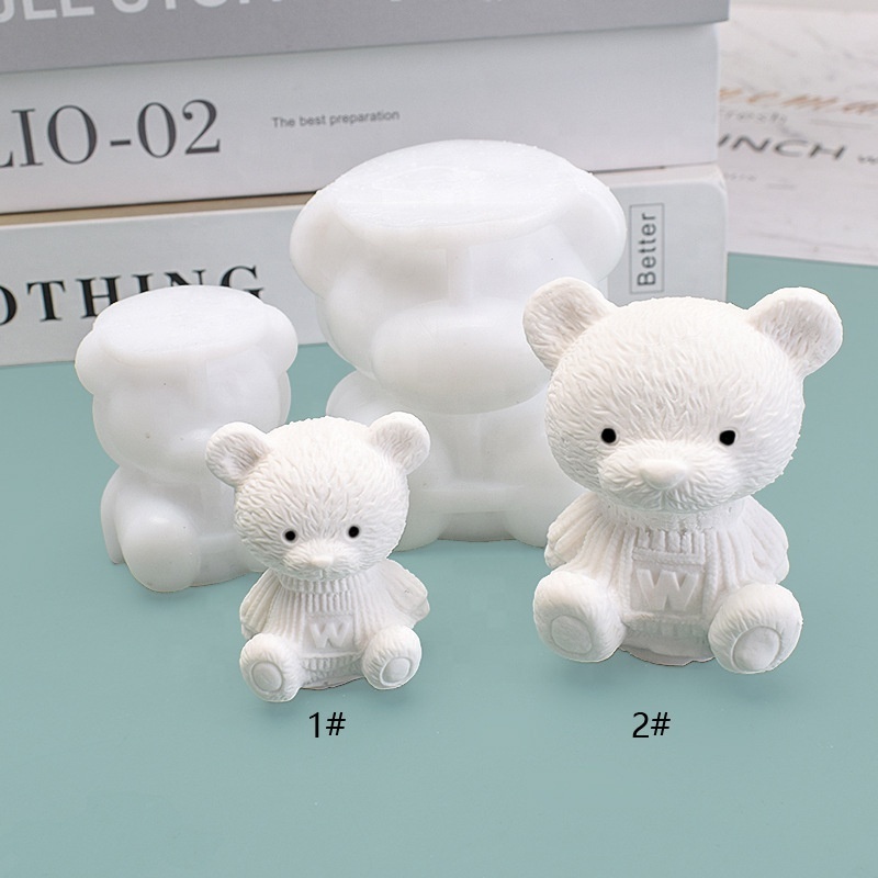 New W word Internet celebrity teddy bear silicone mold coffee milk tea decoration ice mold diy decoration mold