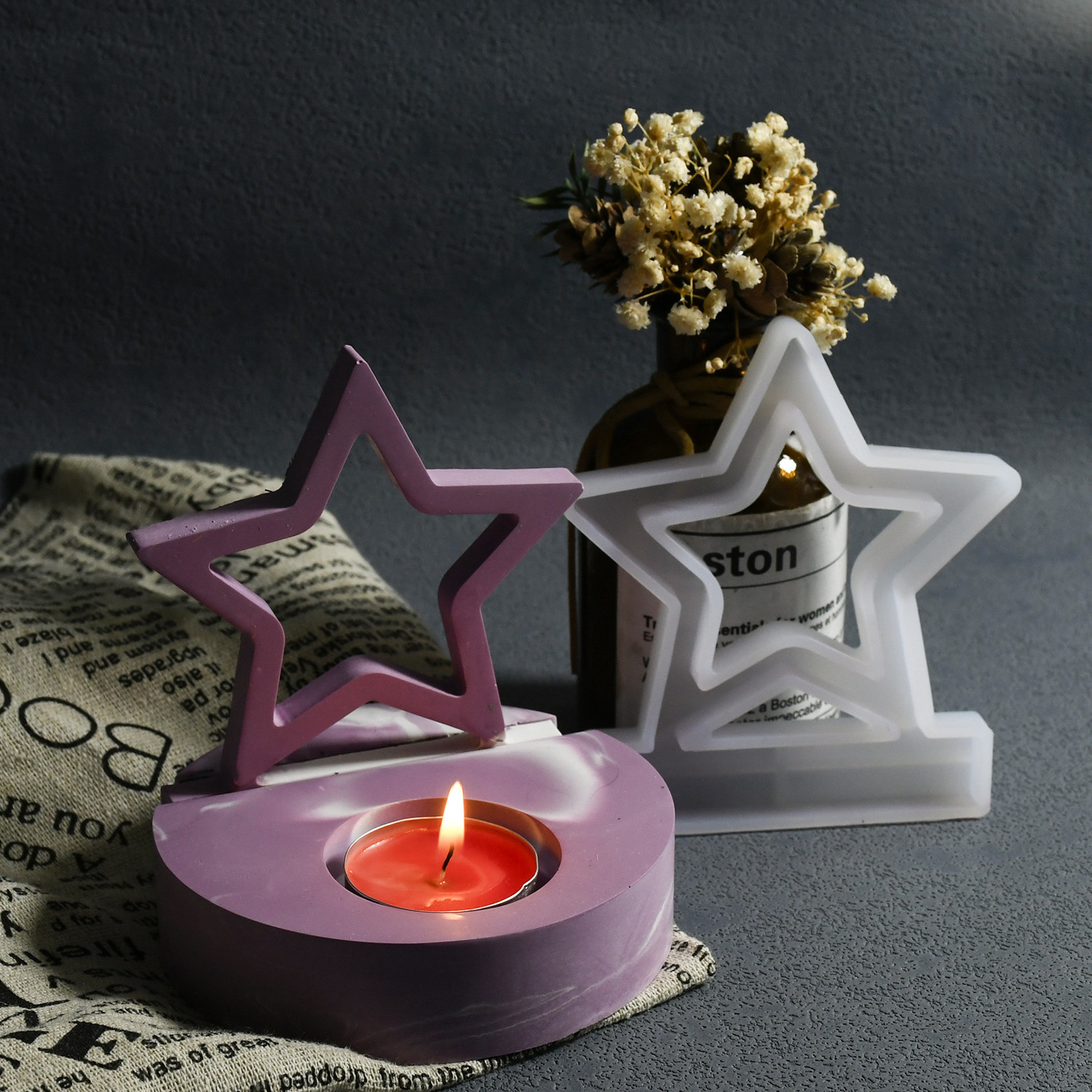 Drop glue mold Star pumpkin three-dimensional aromatherapy candle holder resin silicone mold for DIY handmade