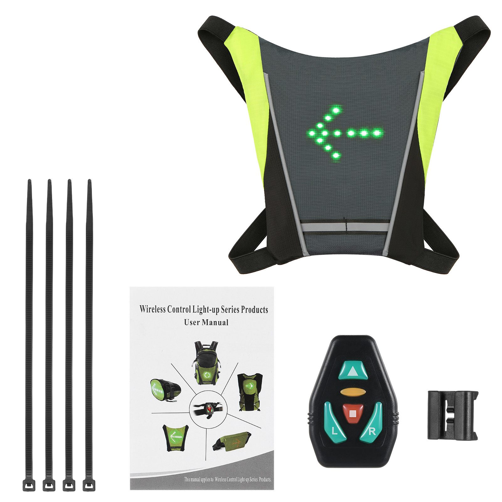 30 leds reflective safety vest turn signal green led flash running reflective vest