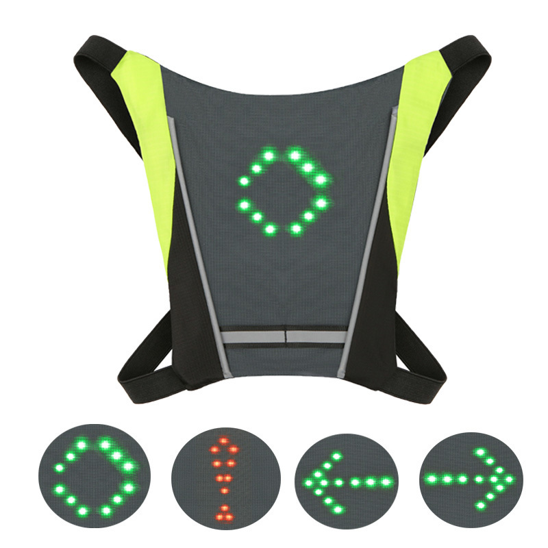 LED Wireless cycling vest bike bag Safety LED Turn Signal Light Vest Bicycle Reflective Warning Vest