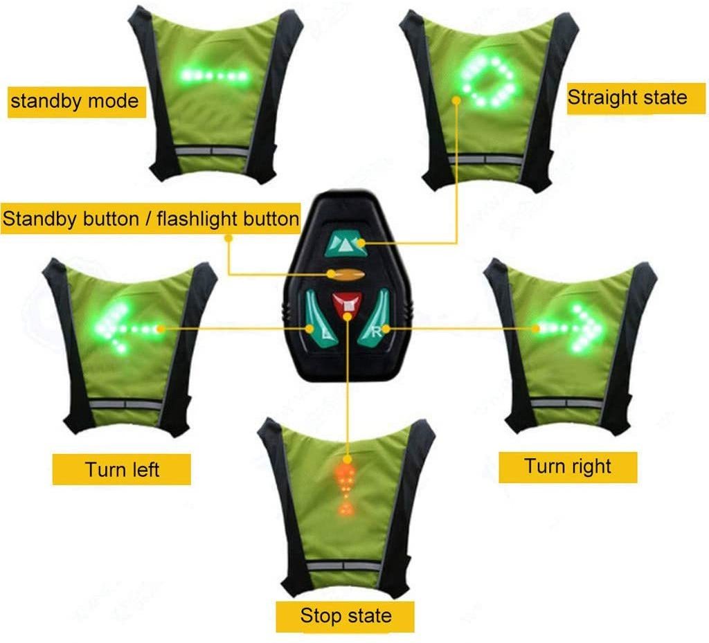 Safety LED Reflective Gear Reflective Running LED Turn Signal Vest Adjustable Elastic Belt Night Walkers Bikers