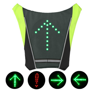 Safety High Visibility Heavy Fluorescent Reflect Vest Cycling Jacket Yellow Turn Signal Tie Back Safety Bike Vest Flashing