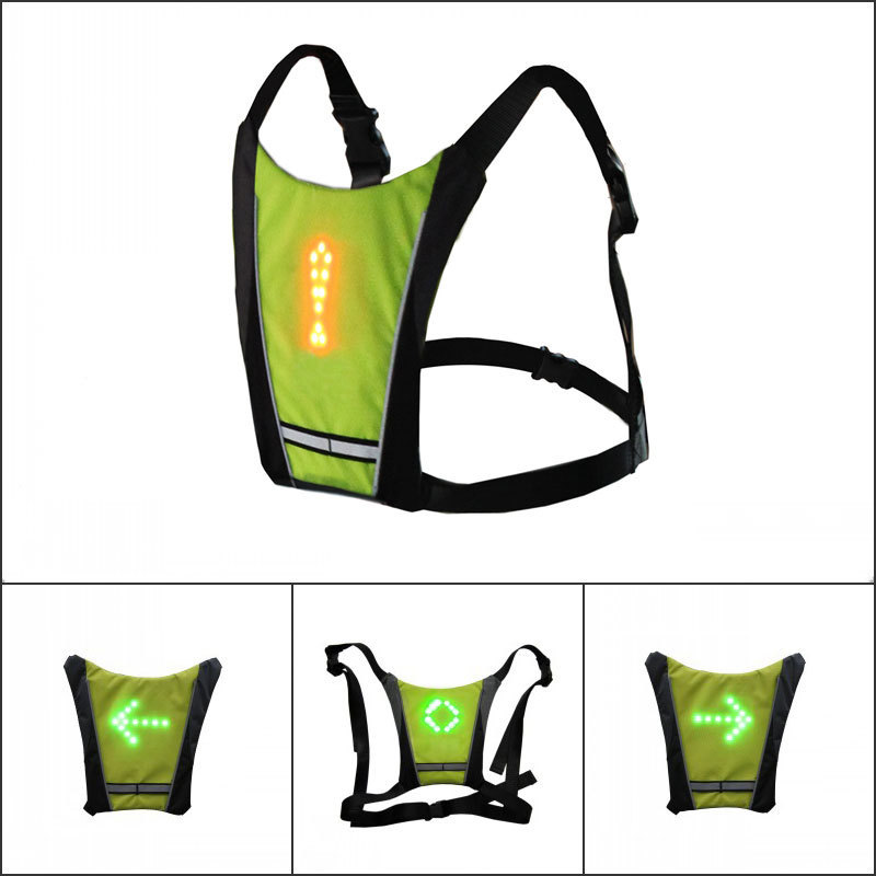 LED Wireless cycling vest bike bag Safety LED Turn Signal Light Vest Bicycle Reflective Warning Vest