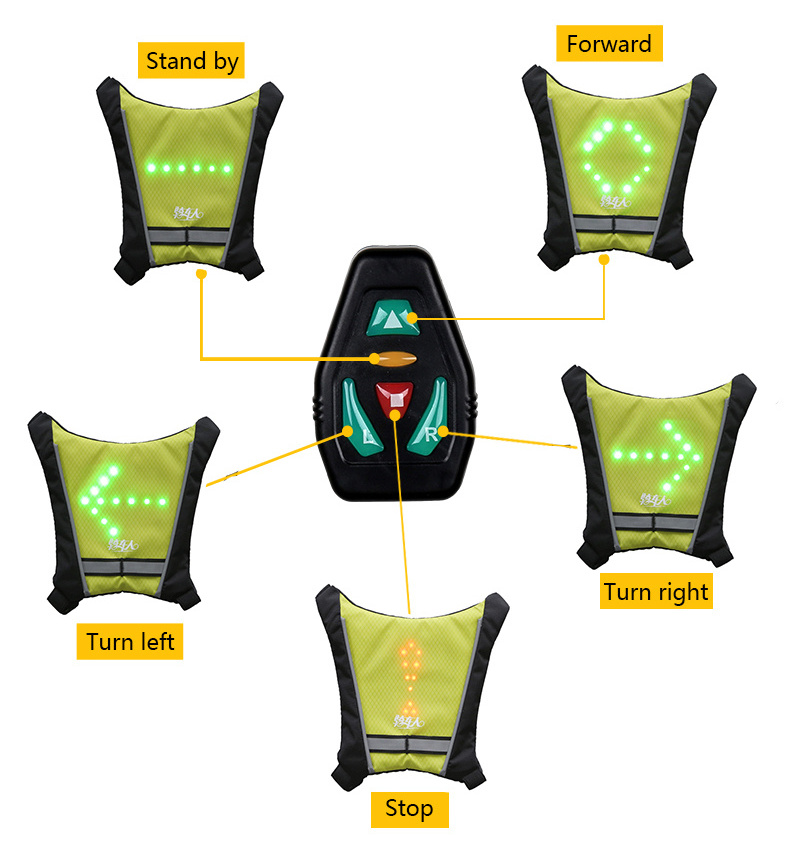 Led Turn Signal Light Reflective Luminous Safety Night Cycling Running Walking Hiking Safety Vest