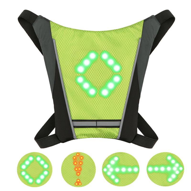 LED Wireless cycling vest bike bag Safety LED Turn Signal Light Vest Bicycle Reflective Warning Vest