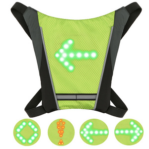 LED Wireless cycling vest bike bag Safety LED Turn Signal Light Vest Bicycle Reflective Warning Vest