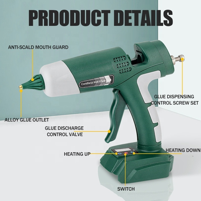 New Handheld Li-ion Cordless Glue Gun Rechargeable Battery Powered Cordless Hot Melt Glue Gun for Bosch 18v Battery