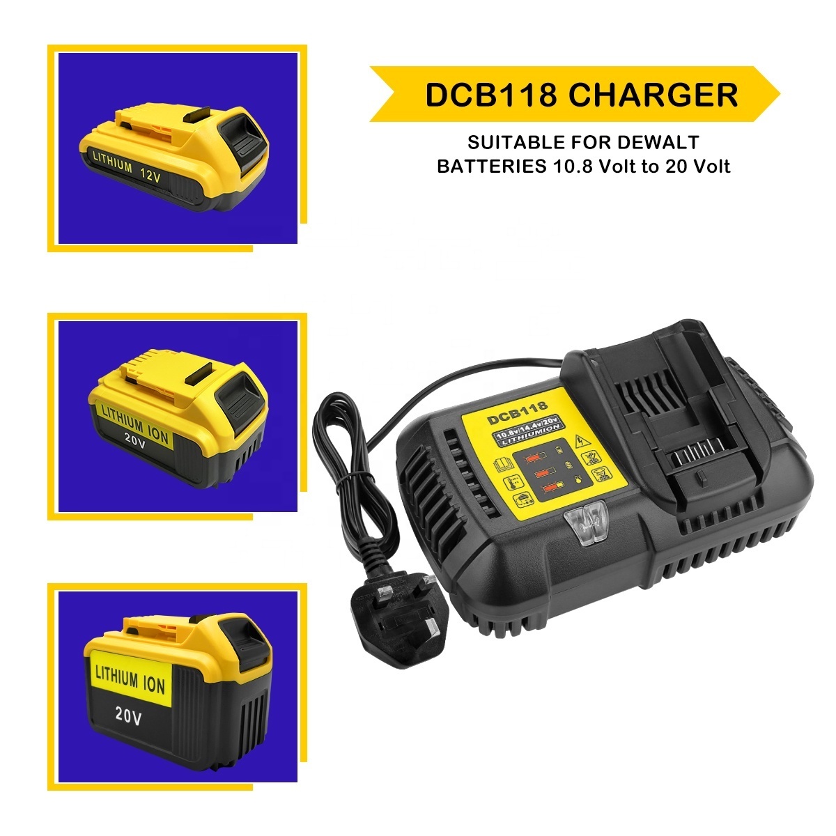 Best Sale 4.5A Li-ion Replacement Charger for Dewalt 20v Battery Charger DCB118 Cordless Drill Batteries DCB112 DCB200