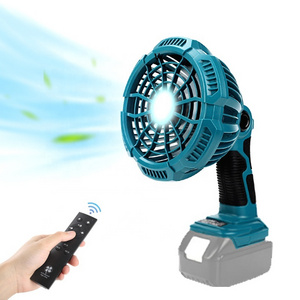 Portable Cordless Fan with LED Light Rechargeable Battery Powered Hand Fan Compatible with Makita Milwaukee for Outdoor Camping