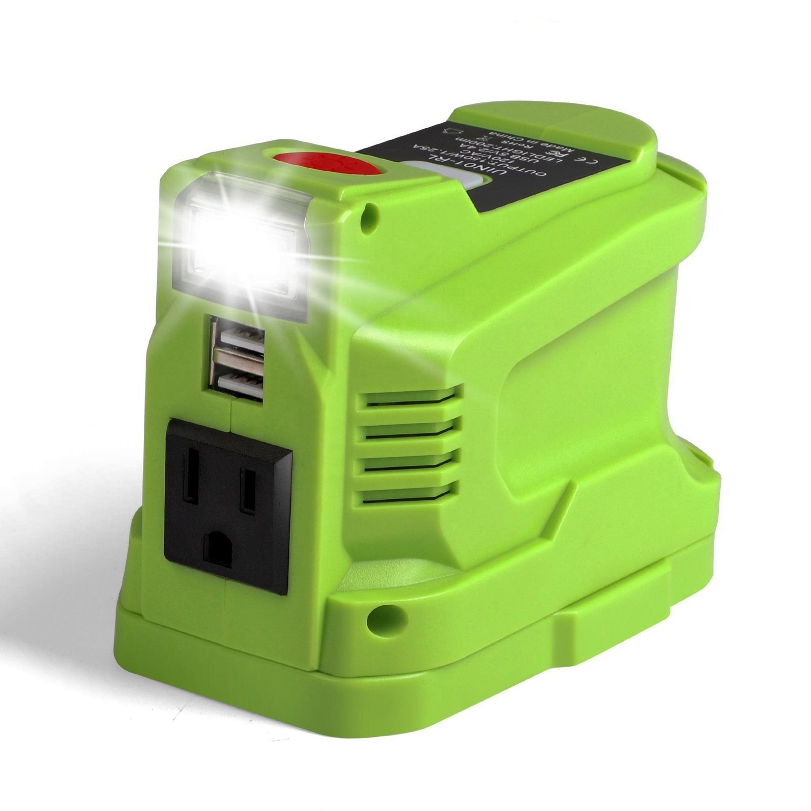 150W Portable Power Source USB Charger Adapter with LED Light USB Ports AC Port for Ryobi Power Station