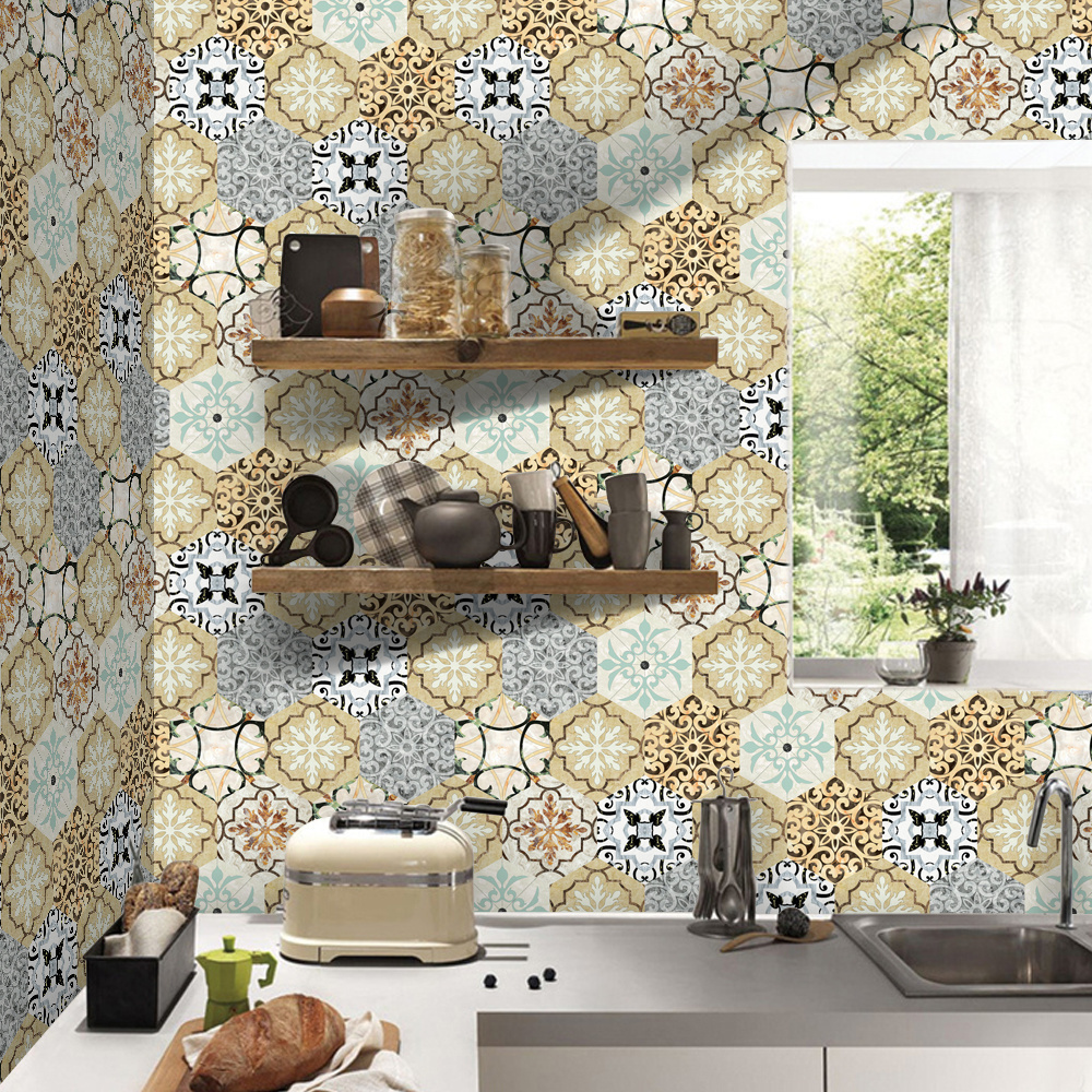 Removable Waterproof Hexagon 3D PVC Kitchen Tile Stickers