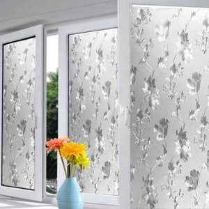 Novae Hibiscus Flower Pattern Security Electrostatic Glass Film Decorative Floral PVC Window Sticker for Shower