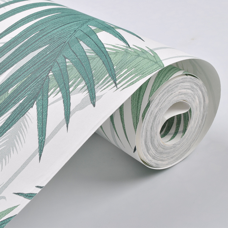 Floral Forest Natural Plant Non-woven Wall Paper Wallcoving Green Tropical Jungles Palm Tree Leaves Wallpaper Decoration