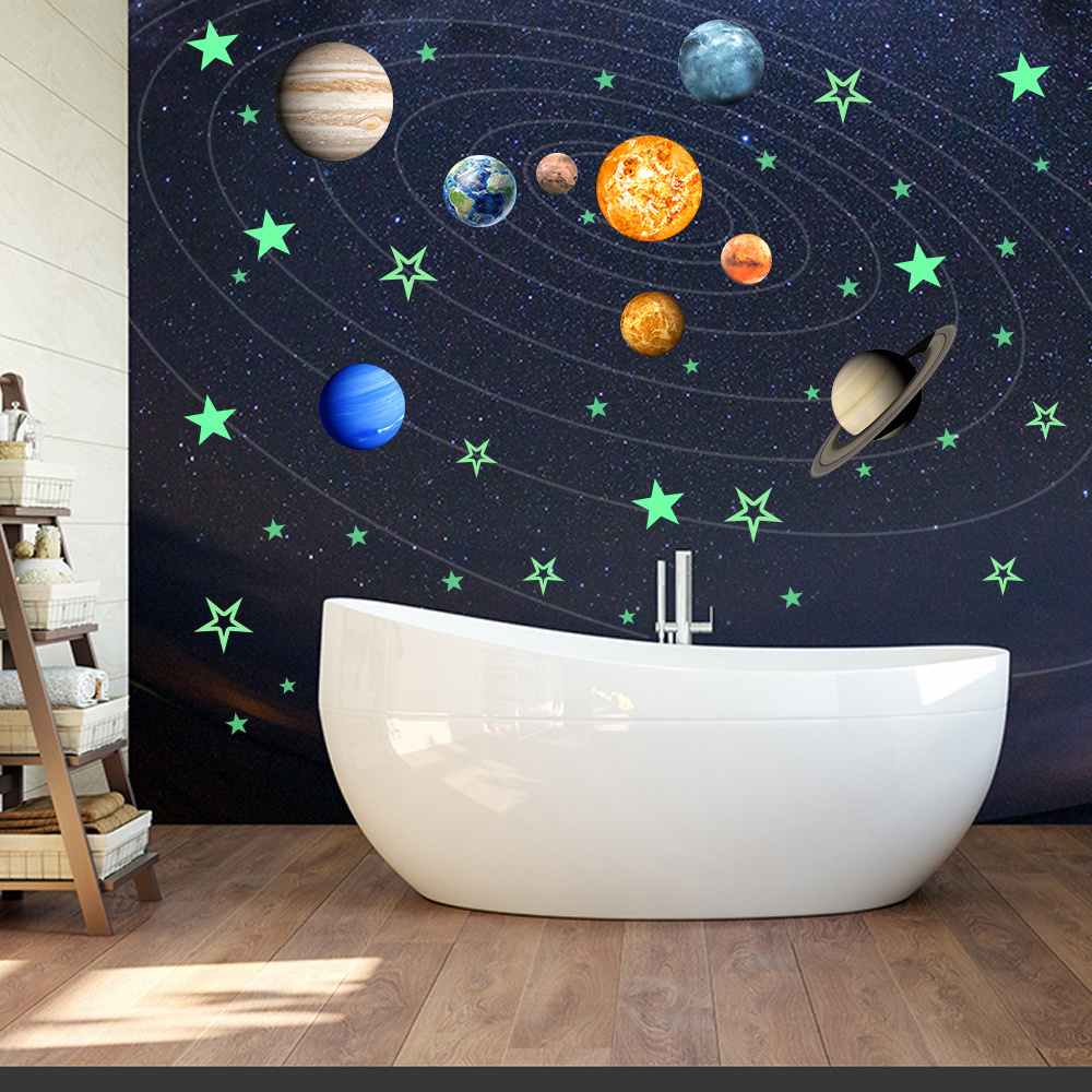 Super Bright 6-8hrs Stars Solar System Wall Sticker Glow in the Dark